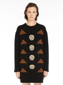 Intarsia wool and cashmere dress
