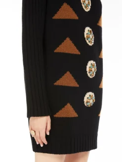 Intarsia wool and cashmere dress
