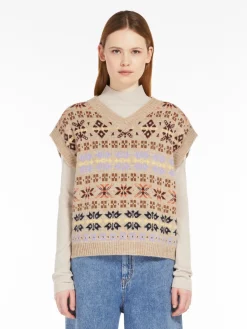 Jacquard alpaca and wool gilet