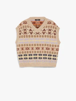 Jacquard alpaca and wool gilet