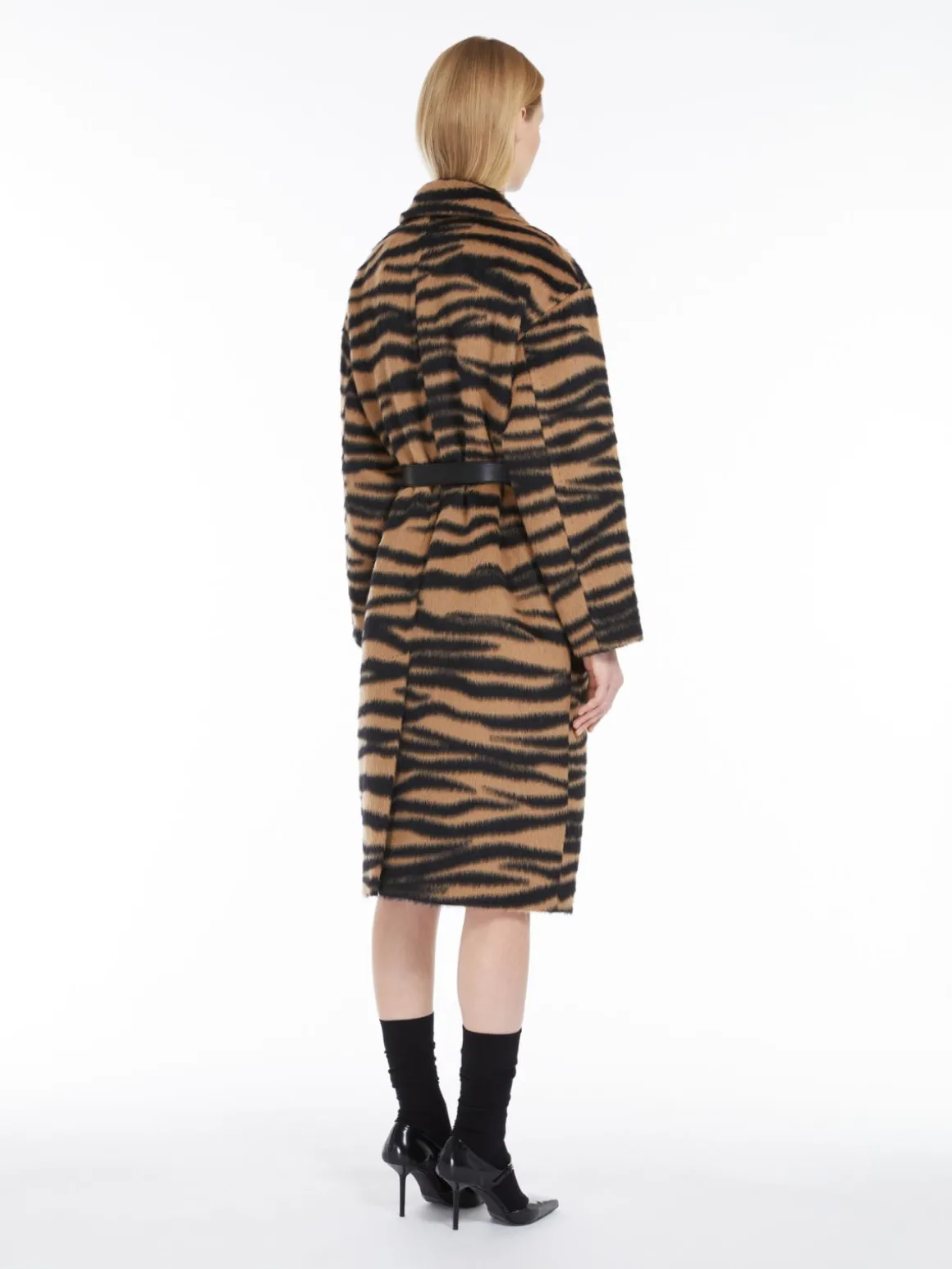 Jacquard alpaca and wool coat