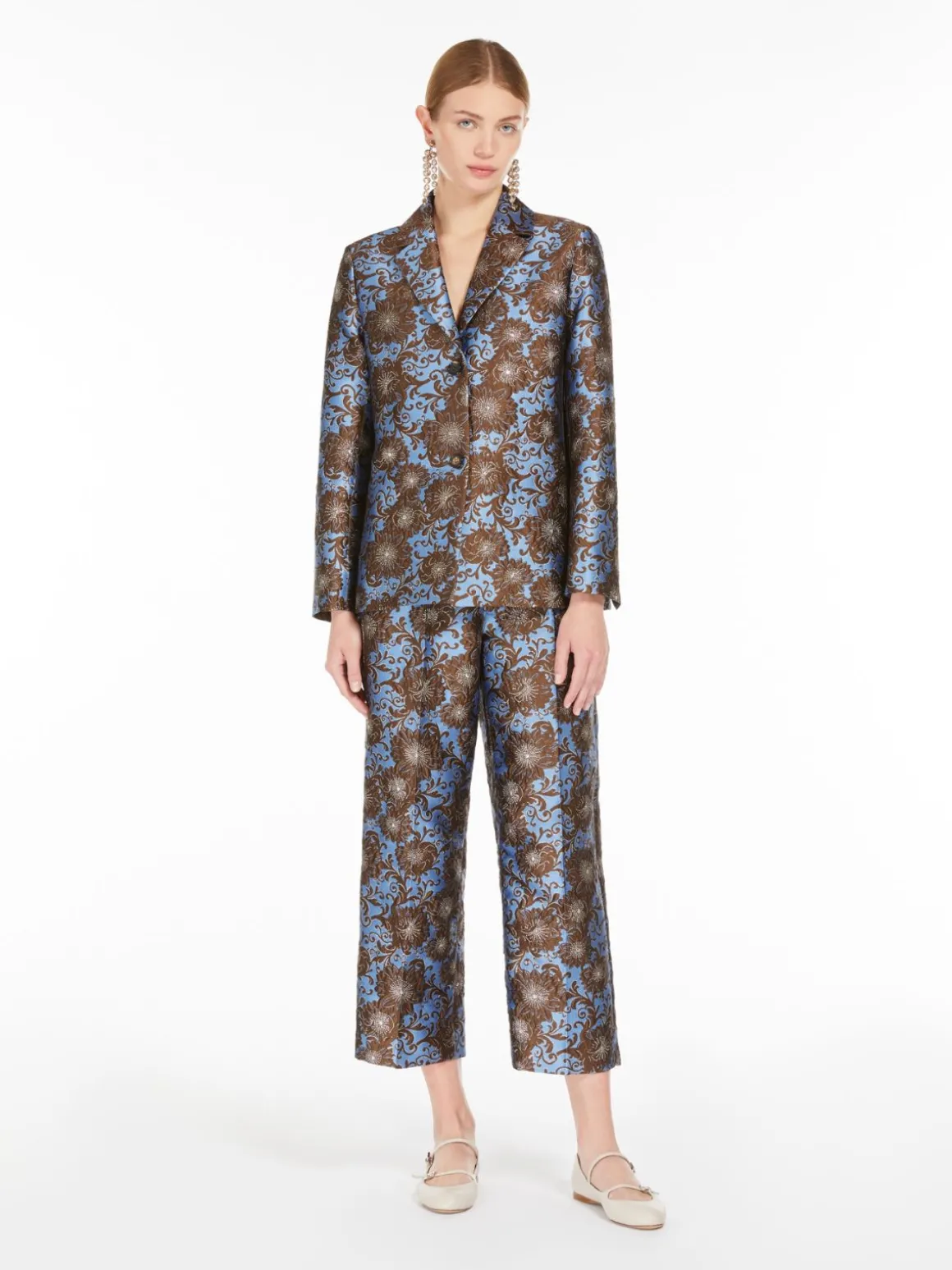 Jacquard silk trousers