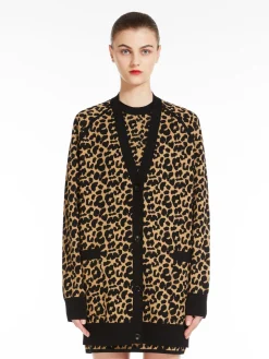 Jacquard viscose cardigan
