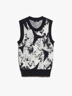 Jacquard viscose-knit top