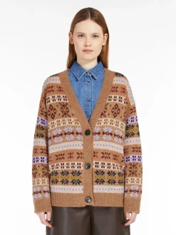 Jacquard wool and alpaca cardigan