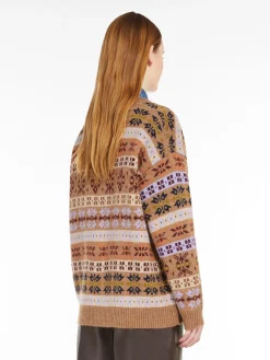 Jacquard wool and alpaca cardigan