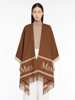 Jacquard wool poncho