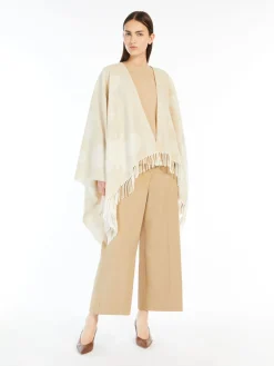Jacquard wool poncho