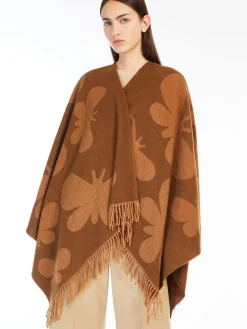 Jacquard wool poncho