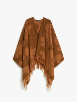 Jacquard wool poncho