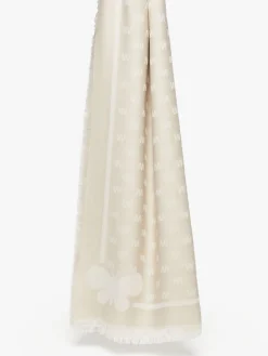 Jacquard-knit viscose and wool shawl