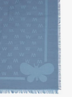 Jacquard-knit viscose and wool shawl