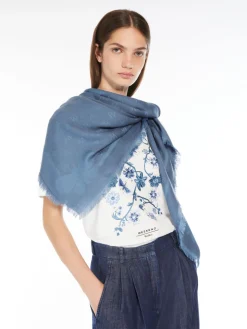 Jacquard-knit viscose and wool shawl