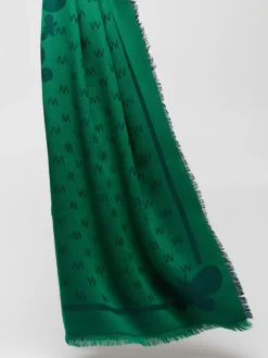 Jacquard-knit viscose and wool shawl