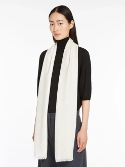 Jacquard-knit wool and silk stole
