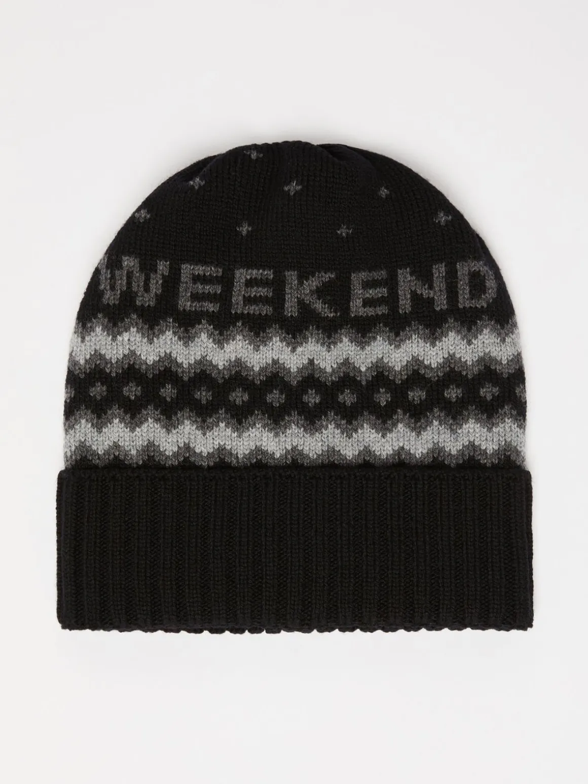 Jacquard-knit wool beanie hat