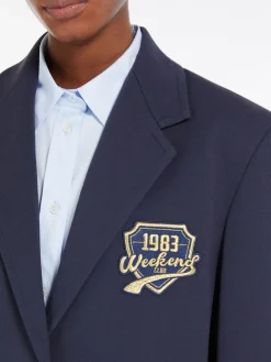 Jersey blazer with embroidery