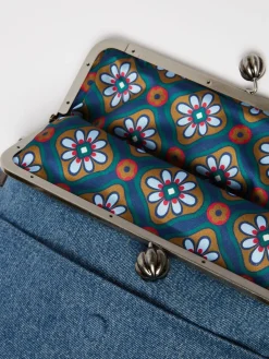 Large embroidered denim clutch-style Pasticcino Bag