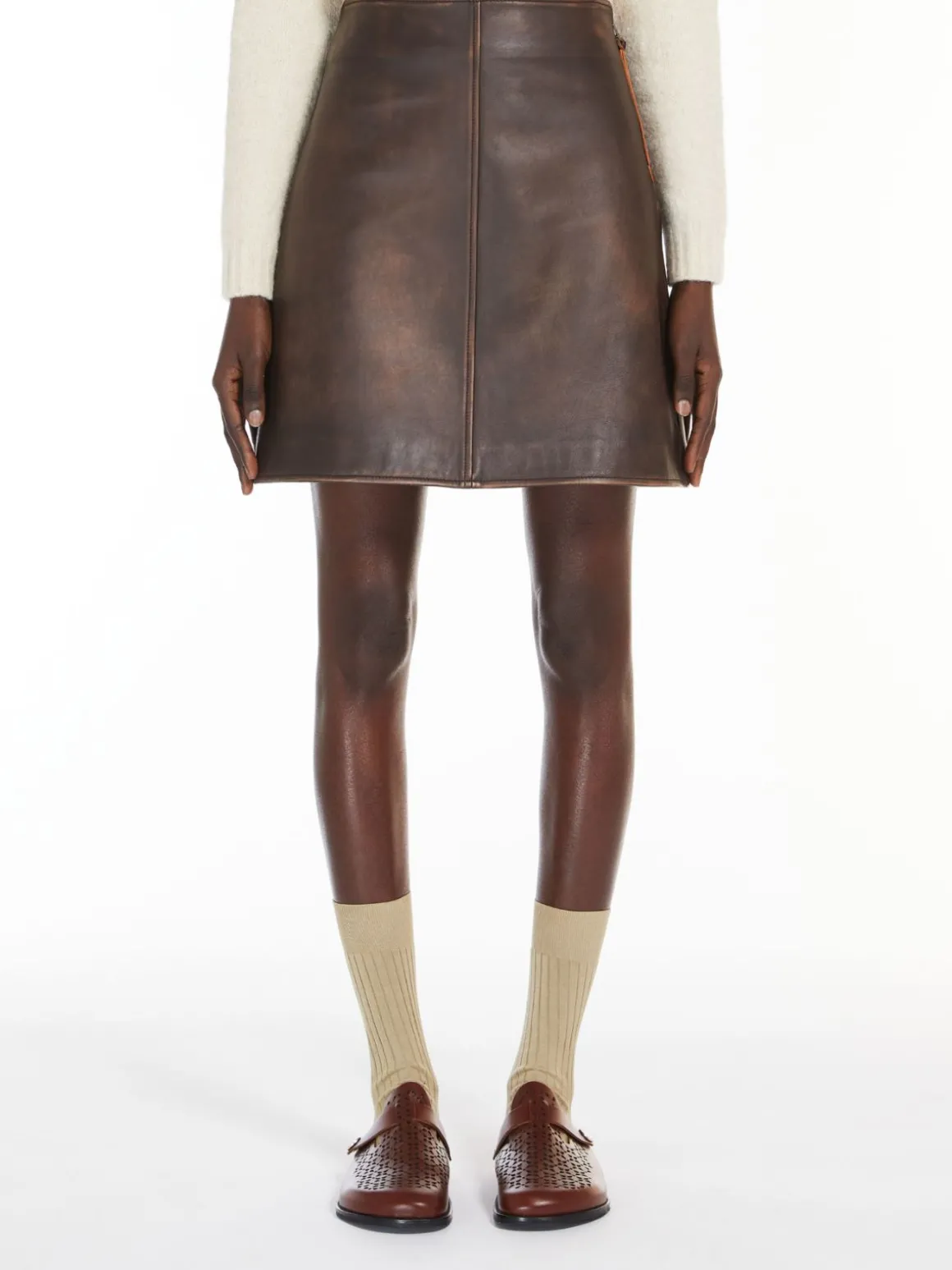 Leather mini skirt