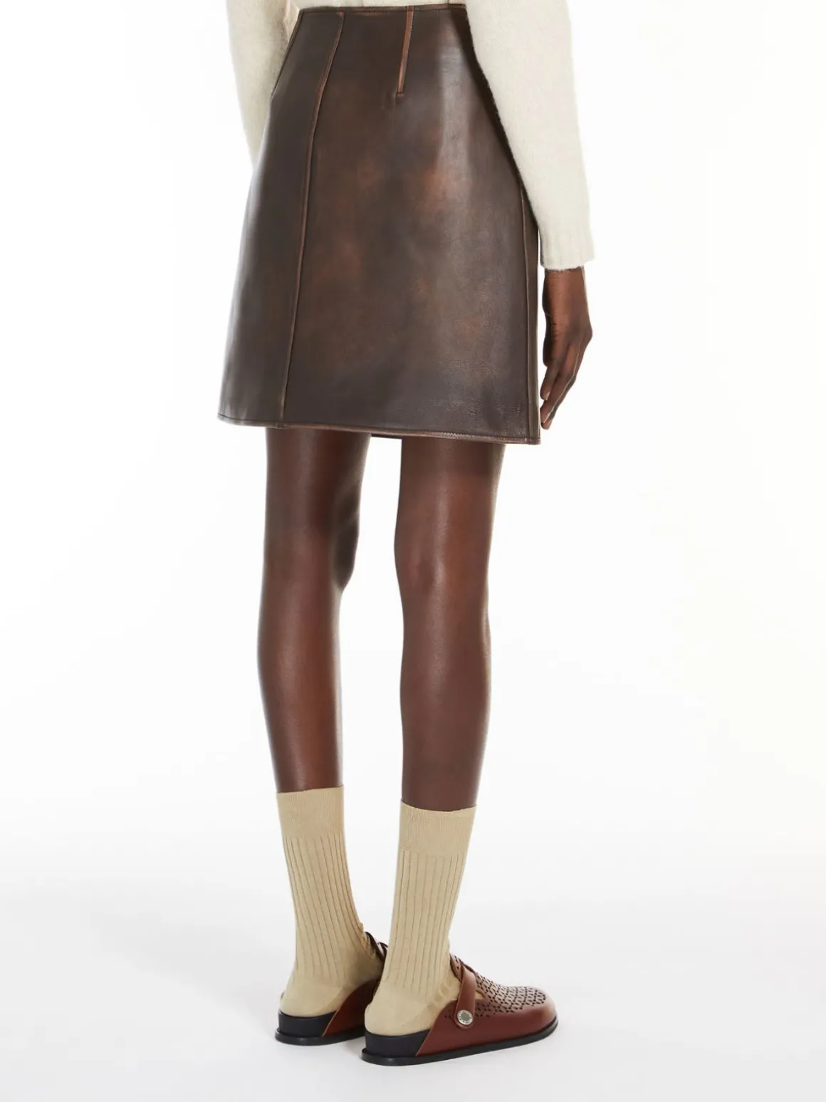 Leather mini skirt