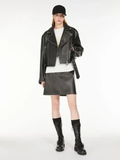 Leather mini skirt