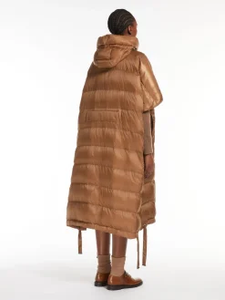 Long cape in water-repellent canvas