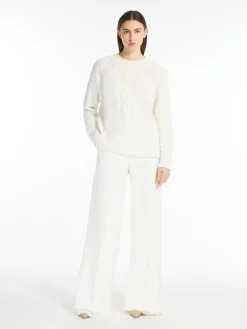 Long compact jersey trousers