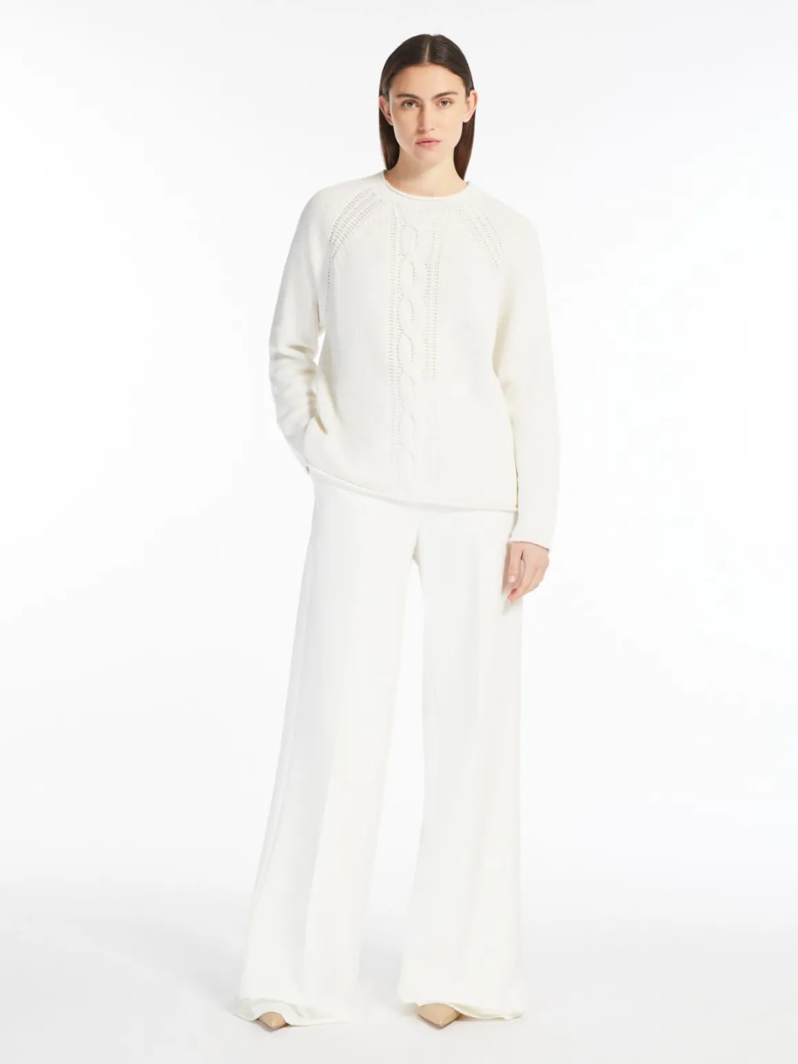Long compact jersey trousers