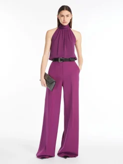 Long compact jersey trousers