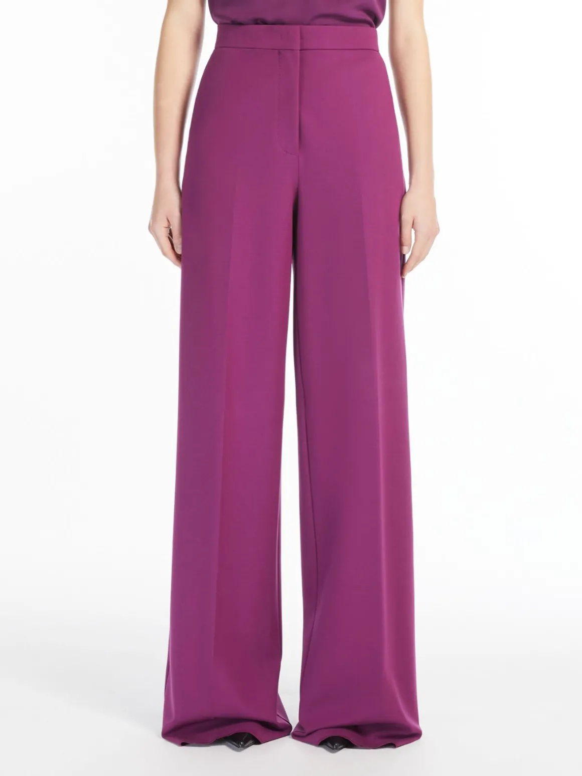 Long compact jersey trousers