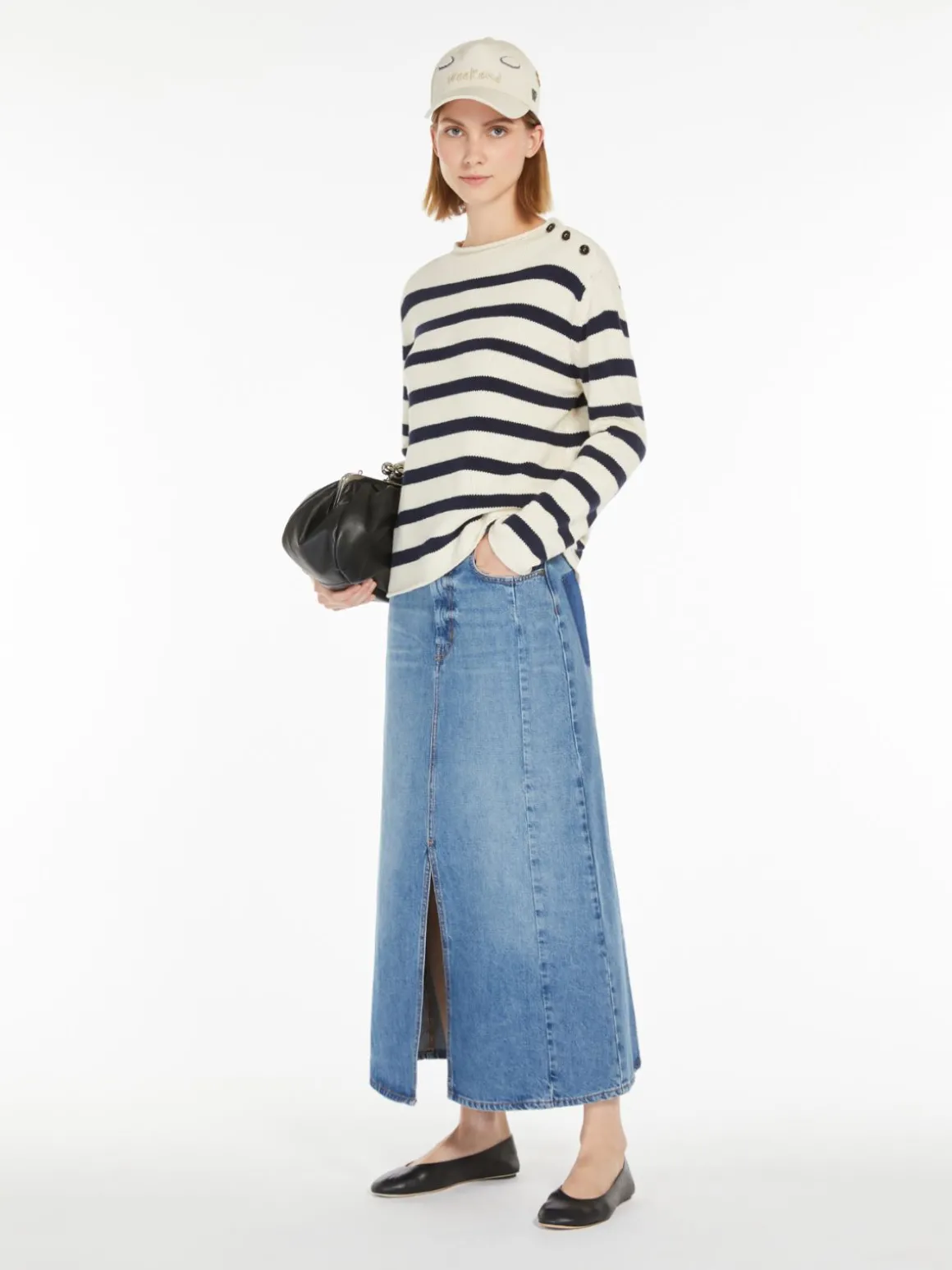 Long, cotton-denim skirt
