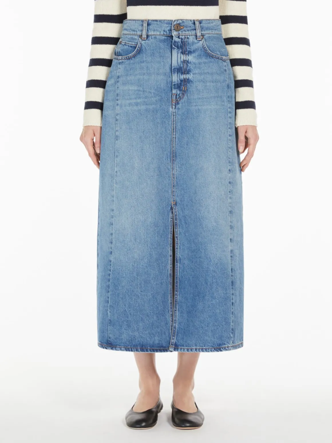 Long, cotton-denim skirt