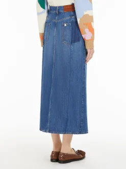 Long, cotton-denim skirt