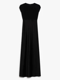 Long dress in georgette and reverse satin