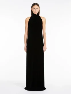 Long dress in sateen velvet