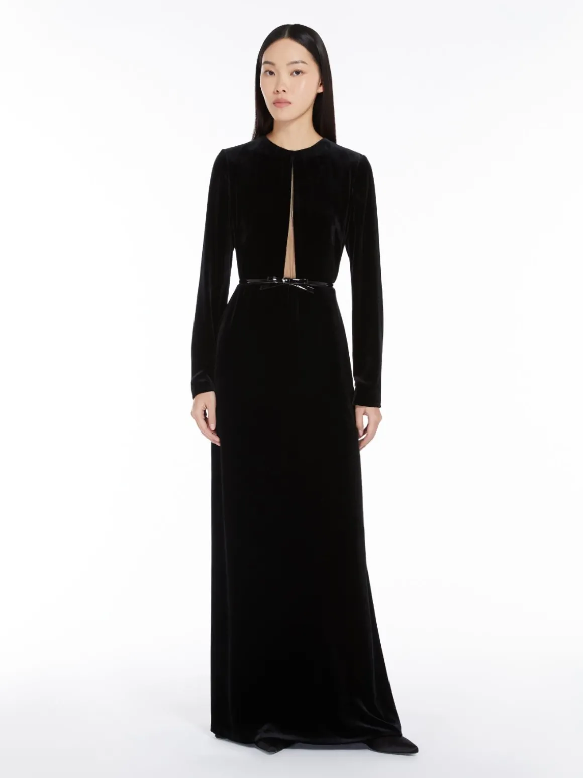 Long dress in sateen velvet