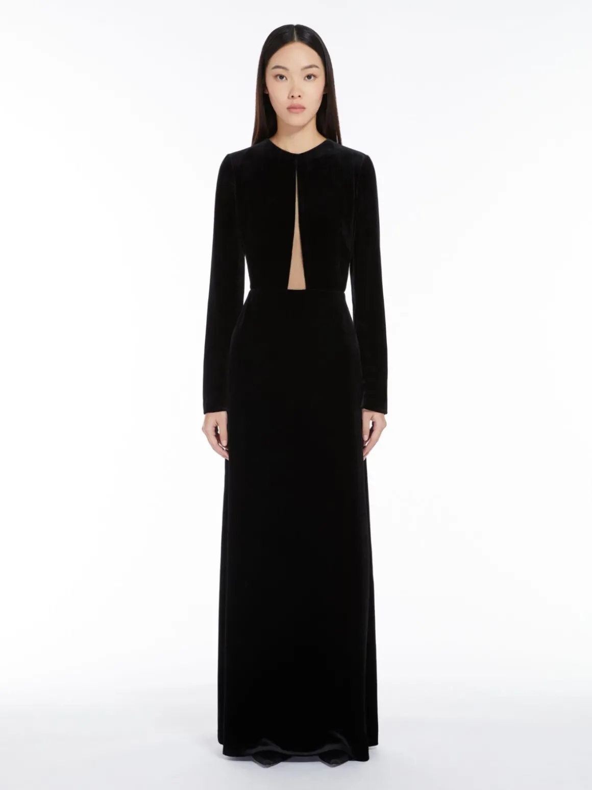 Long dress in sateen velvet