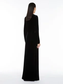 Long dress in sateen velvet
