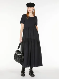Long jersey and poplin dress