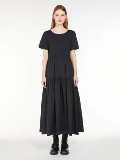 Long jersey and poplin dress