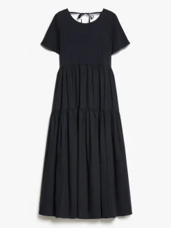 Long jersey and poplin dress