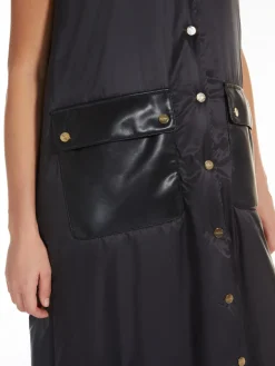 Long reversible gilet in water-repellent fabric