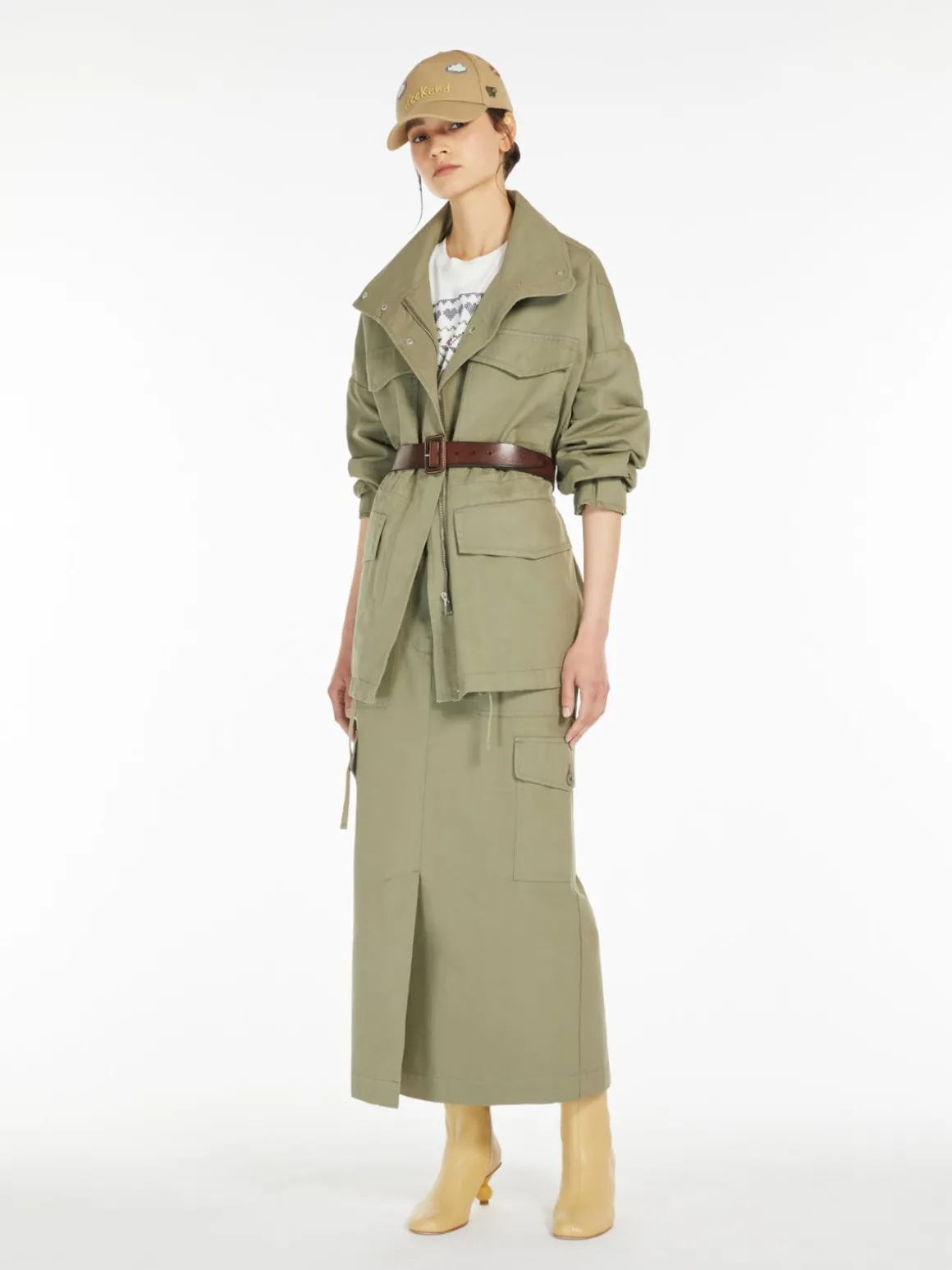Long skirt in cotton canvas