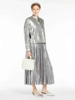 Long skirt in metallic georgette