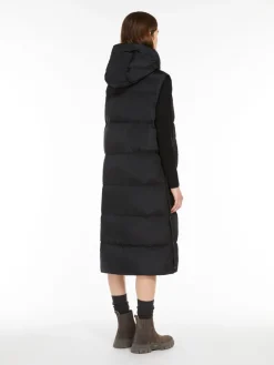 Long water-repellent taffeta gilet