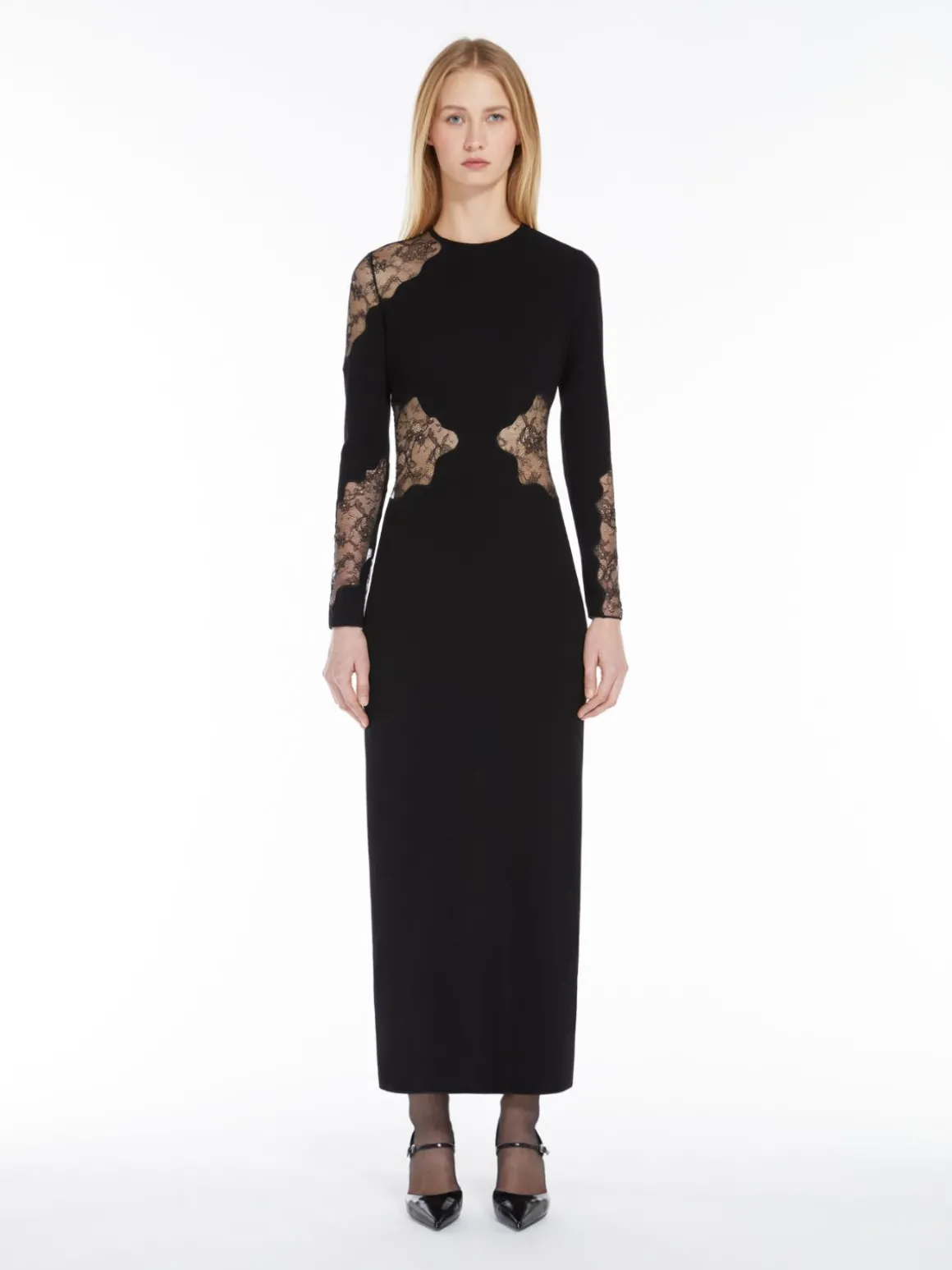 Long, wool crêpe dress
