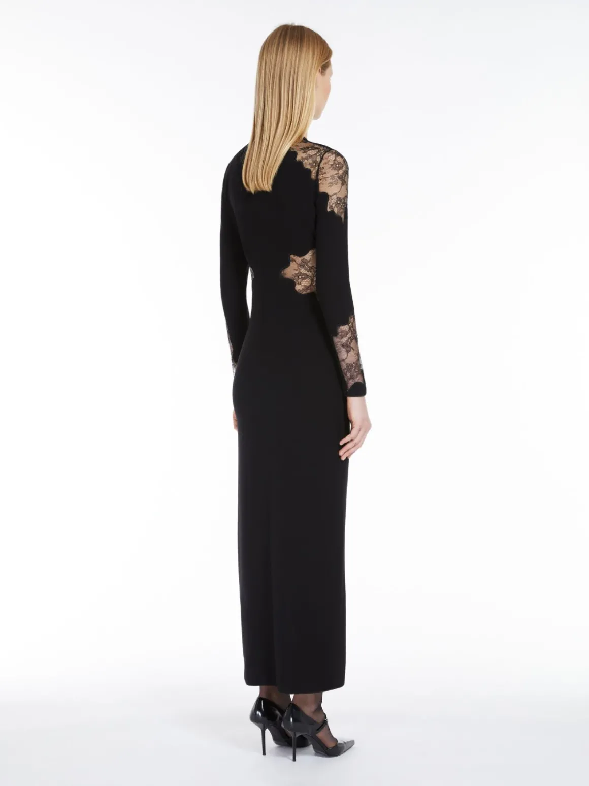 Long, wool crêpe dress