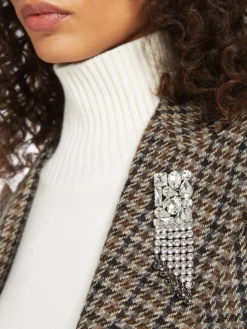 Metal and rhinestone brooch