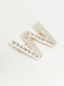 Metal brooch with rhinestones