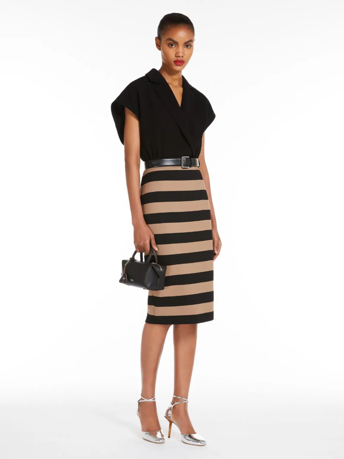 Midi dress in jersey and cady